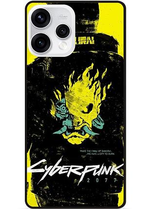 Силиконовый бампер чехол для oppo reno 15 с картинкой cyberpunk
