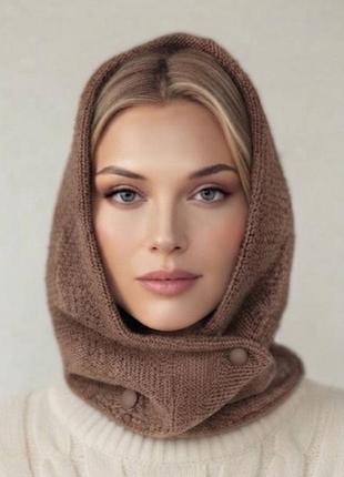 Модний капор ангора, на флісі капучино