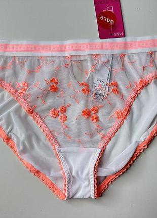 Трусики сліпи сіточка з мереживом marks&spencer - білі , рр m-l