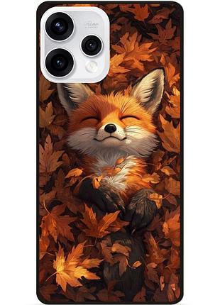 Силіконовий чохол бампер для oppo reno 15 з малюнком лисичка в листьях