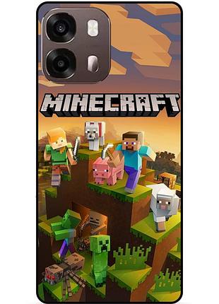Чехол силиконовый бампер для oppo a6s с рисунком minecraft майнкрафт