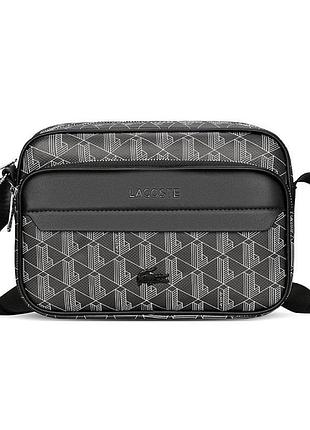 Lacoste reporter bag black/grey сумка крос боді месенджер чоловіча лакост чорна