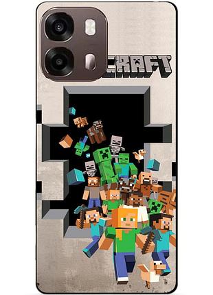 Чехол силиконовый бампер для oppo a6s с картинкой minecraft майнкрафт