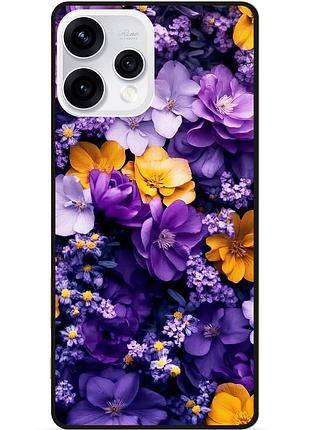 Силіконовий чохол бампер для oppo reno 15 з малюнком квіти фіолетові