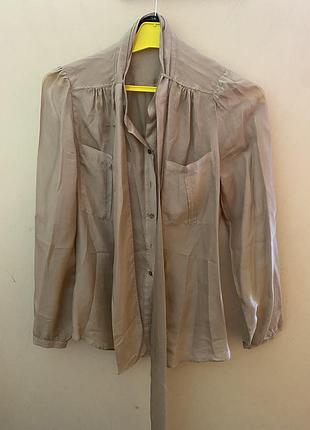 Блузка  рубашка массимо дутти massimo dutti 100% шелк 46 м нереально красивая с бантом