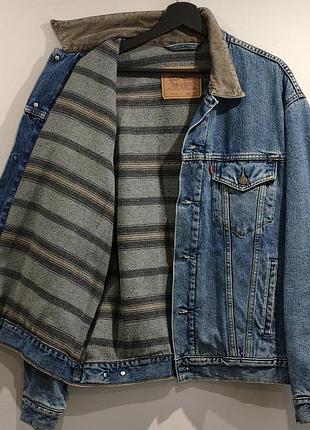 Винтажная джинсовая куртка джинсовка levi's vintage 90's levi's 71168 blanket lined denim jacket байкерская