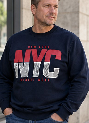 Мужской свитшот bigdude nyc streetwear 3xl темно-синий батал
