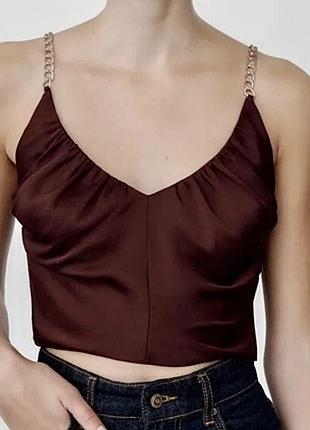 Короткий топ zara бордового кольору