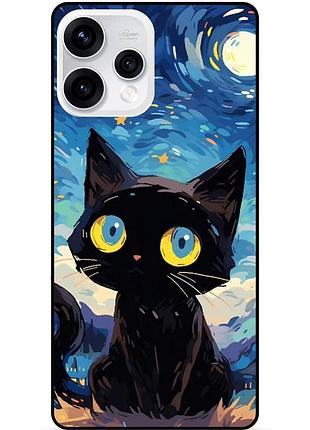 Силіконовий бампер чохол для oppo reno 15 котик ван гог зіркова ніч