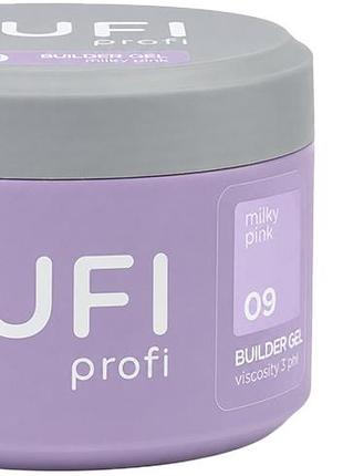 Гель для нарощування builder gel uv/led 09 milky pink tufi profi, 30 мл