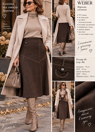 Gerry weber • элегантная тёплая юбка миди • 37% шерсть • eur 40 / укр. 46