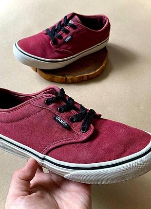 Кеди дитячі для дівчинки vans 34 розмір устілка 21 см | текстильні бордові на шнурках