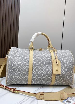 Дорожня текстильна сумка keepall 45 | 50 в вишивці монограм l 3