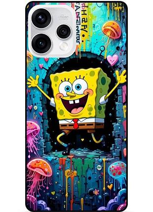 Силиконовый чехол бампер для oppo reno 15 с картинкой sponge bob губка боб