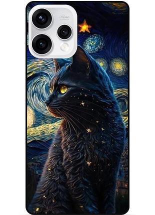 Силиконовый бампер чехол для oppo reno 15 с рисунком кошечка ван гог звездная ночь