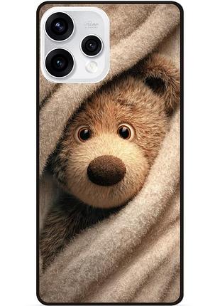 Силиконовый чехол бампер для oppo reno 15 с рисунком мишка в пледе
