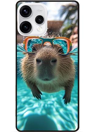 Силиконовый чехол бампер для oppo reno 15 с рисунком капибара