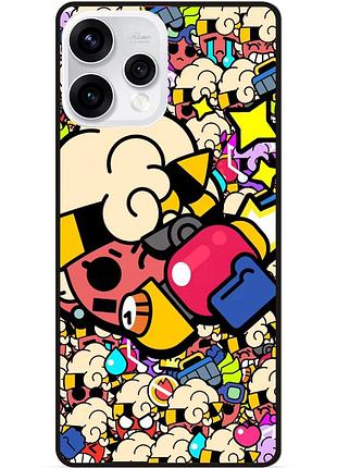 Силиконовый бампер чехол для oppo reno 15 стикеры бравл мэйси brawl