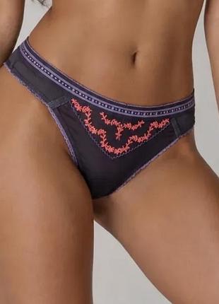 Трусики сліпи сіточка з вишивкою marks&spencer - баклажанові, рр l, xl