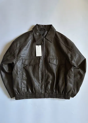 Кожаная куртка zara leather jacket кожаная зара бомбер кожанка новая