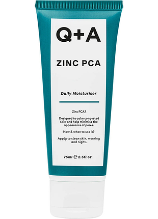 Крем для лица увлажняющий zinc pca daily moisturiser q+a, 75 мл