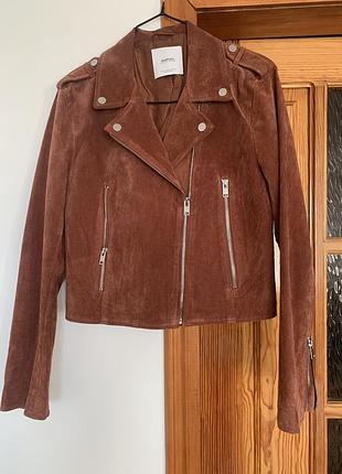 Жіноча куртка mango genuine leather - натуральна замша, нова