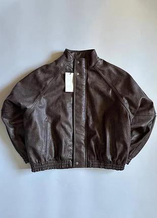 Кожаная куртка zara leather jacket кожаная зара бомбер кожанка новая