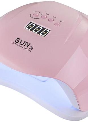 Лампа led/uv sun x гібридна (з дисплеєм) рожева, 54 вт