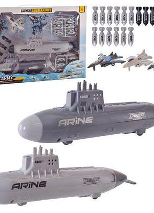 Игровой набор t074a два подводных лодки, самолеты, короб. 42*27*7 см