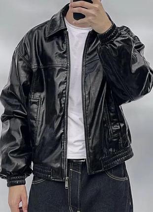 Кожаная куртка bershka leather jacket бершка кожаная бомбер кожанка