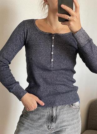 Блискучий синій лонгслів у рубчик st. bernard для dunnes stores, розмір 40 (l)