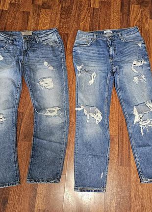 Джинсы рваные zara basic dept z1975 heritage denim и zara woman premium denim collection в идеальном состоянии, женские.