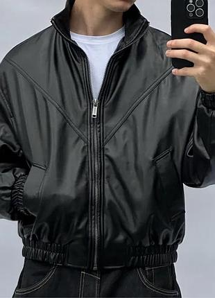Кожаная куртка bershka leather jacket бершка кожаная бомбер кожанка