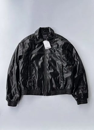Кожаная куртка bershka leather jacket бершка кожаная бомбер кожанка