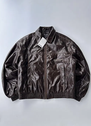 Кожаная куртка bershka leather jacket бершка кожаная бомбер кожанка