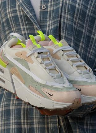 Белые женские кроссовки nike air max furyosa white pink green х эйр макс 40
