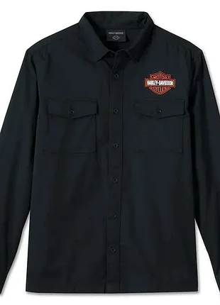 Мужская повседневная рубашка harley-davidson men's bar &amp; shield long sleeve shirt