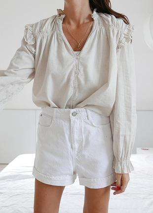 Кремова блуза з льону h&m 2