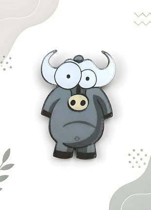 🐂✨ креативна акрилова брошка «кумедний бичок із великими очима» 💎