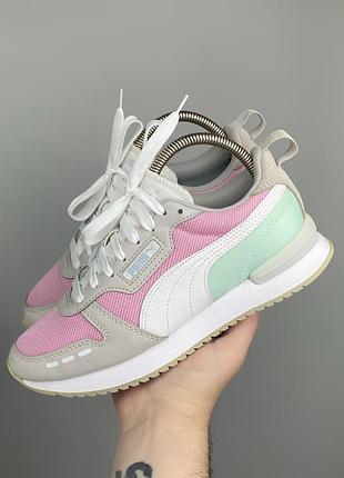 Оригінальні кросівки puma rider (рожеві/м'ятні) 38 р. 24 см
