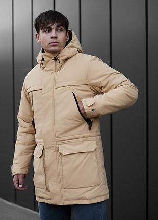 Бежева чоловіча парка на зиму staff to beige