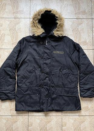 Куртка hype zoo york nyc unbreakable black hooded faux fur trim parka jacket y2k l size