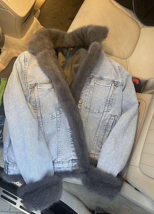 Джинсові куртки з норкою, s-xl