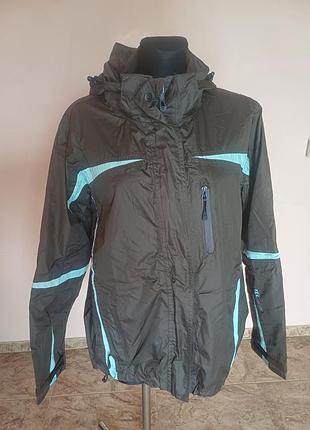 Женская спортивная куртка/ветровка tecwear (rodeo) серо-коричневого цвета с голубыми вставками