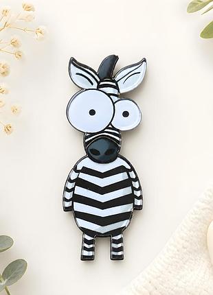 🦓✨ креативна акрилова брошка «кумедна зебра з великими очима» 💎