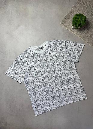 Футболка біла чоловіча christian dior oblique monogram люксова