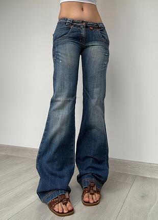 Джинсы 34 x 36 s flared bootcut клеш низкая талия посадка vintage винтаж у2k 2000ые ретро синие голубые