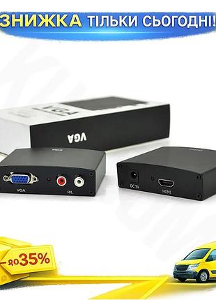 Ku конвертер hdmi на universal fit vga с аудио черный 4k 2k для подключения видеокарты к монитору и те uni2l_k