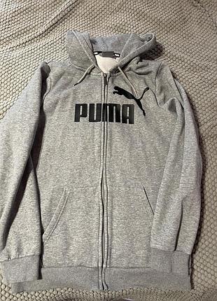 Оригінальне зіп-худі puma essentials big logo сіре