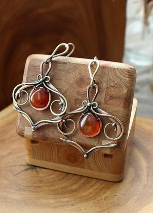 Сережки з сердоліком
